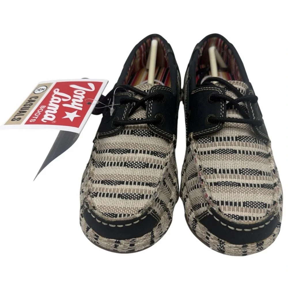 Tony Lama RR3034L Womens 6.5B Boat Shoes Casual Canvas Leather New Box